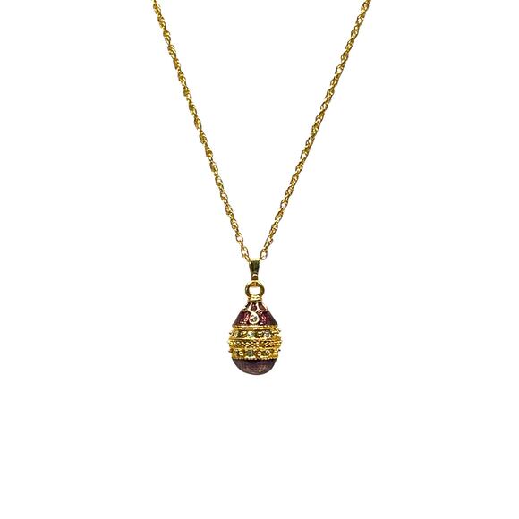 Purple & Gold Egg Pendant Necklace with Austrian Crystals by Keren Kopal - Picture 4 of 7